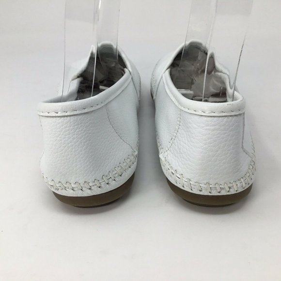 Minnetonka White Leather Moccasins Shoofly NWOT Women's 7 Slip on Loafer Nubby - Picture 7 of 9